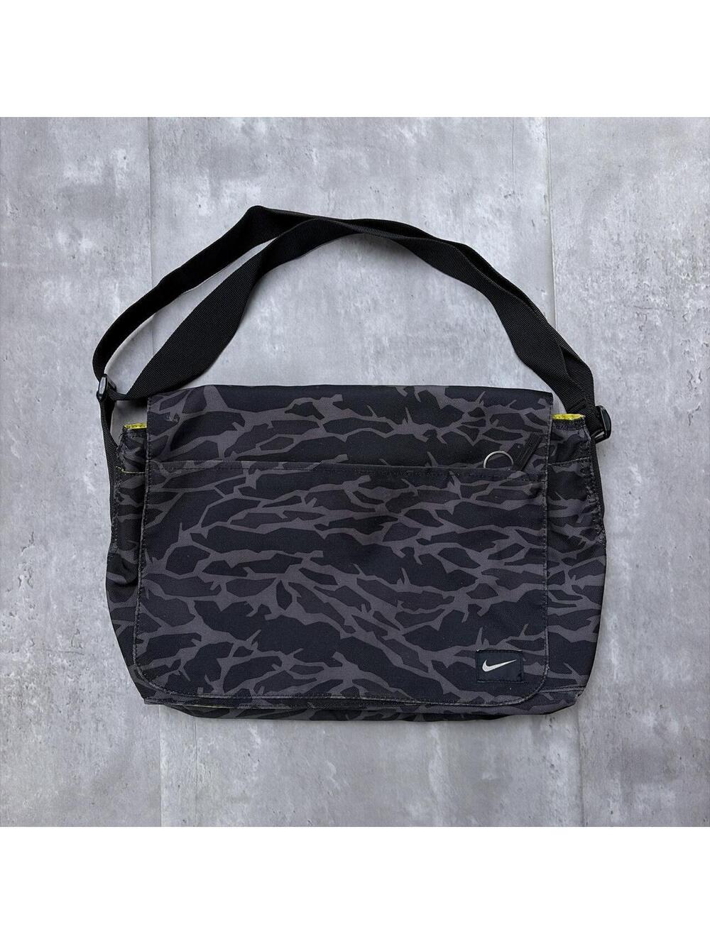 Y2K Nike Swoosh Zebra Print Grunge Messenger Laptop Bag